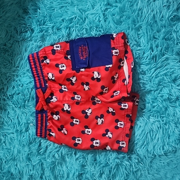 Mickey Mouse Disney Surf Club red and royal blue swim trunks - Picture 1 of 4